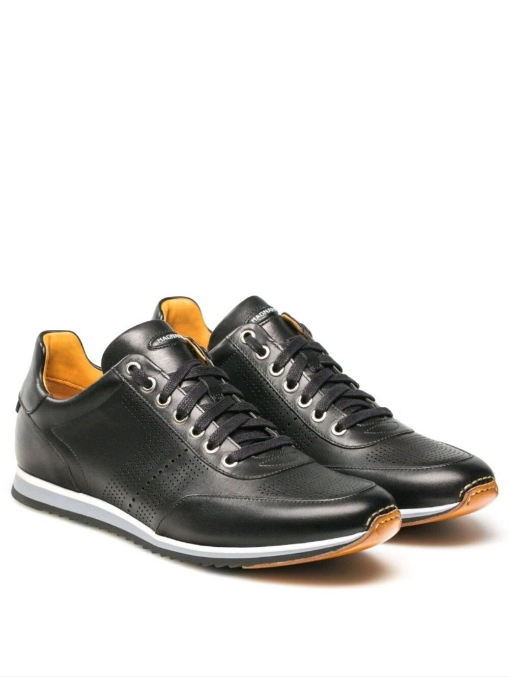 Magnanni Pueblo Black Leather Casual Lace Up Sneakers 8.5
